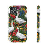 Floral Porch Goose Slim Phone Case - Nature Love, Cute Gift, Trendy Accessories, Farmhouse Decor, Animal Phone Cover