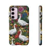 Floral Porch Goose Phone Case, Vibrant Phone Cover, Nature Lover Gift, Cute Animal Case, Spring Floral Design, Eco-Friendly Tech Accessory