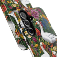 Floral Porch Goose Phone Case, Vibrant Phone Cover, Nature Lover Gift, Cute Animal Case, Spring Floral Design, Eco-Friendly Tech Accessory