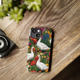 Floral Porch Goose Slim Phone Case - Nature Love, Cute Gift, Trendy Accessories, Farmhouse Decor, Animal Phone Cover
