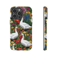Floral Porch Goose Phone Case, Vibrant Phone Cover, Nature Lover Gift, Cute Animal Case, Spring Floral Design, Eco-Friendly Tech Accessory