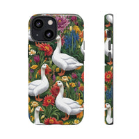 Floral Porch Goose Phone Case, Vibrant Phone Cover, Nature Lover Gift, Cute Animal Case, Spring Floral Design, Eco-Friendly Tech Accessory