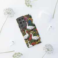 Floral Porch Goose Phone Case, Vibrant Phone Cover, Nature Lover Gift, Cute Animal Case, Spring Floral Design, Eco-Friendly Tech Accessory