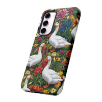 Floral Porch Goose Phone Case, Vibrant Phone Cover, Nature Lover Gift, Cute Animal Case, Spring Floral Design, Eco-Friendly Tech Accessory