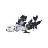 Toothless and Light Fury Babies Playing Kiss-Cut Sticker