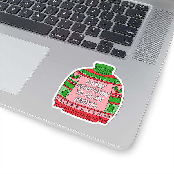 Merry Christmas Ya Filthy Animal Sweater Kiss-Cut Sticker