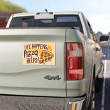 Life Happens, Pizza Helps Car Magnet | Funny Life Quote Magnet, Vehicle Decoration, Gift for Food Lovers, Home Decor, Humor Decal