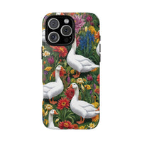 Floral Porch Goose Phone Case, Vibrant Phone Cover, Nature Lover Gift, Cute Animal Case, Spring Floral Design, Eco-Friendly Tech Accessory