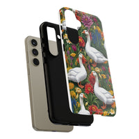 Floral Porch Goose Phone Case, Vibrant Phone Cover, Nature Lover Gift, Cute Animal Case, Spring Floral Design, Eco-Friendly Tech Accessory