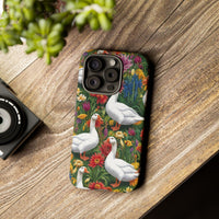 Floral Porch Goose Phone Case, Vibrant Phone Cover, Nature Lover Gift, Cute Animal Case, Spring Floral Design, Eco-Friendly Tech Accessory