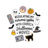 Regulating My Nervous System with Cookies & Halloween Movies Seasonal Sticker, Kiss-Cut Halloween Sticker
