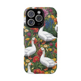 Floral Porch Goose Phone Case, Vibrant Phone Cover, Nature Lover Gift, Cute Animal Case, Spring Floral Design, Eco-Friendly Tech Accessory