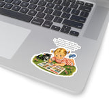 Funny Retro Girl Reading Scholastic Catalogue Kiss-Cut Sticker
