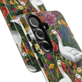 Floral Porch Goose Phone Case, Vibrant Phone Cover, Nature Lover Gift, Cute Animal Case, Spring Floral Design, Eco-Friendly Tech Accessory