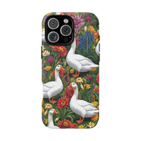 Floral Porch Goose Phone Case, Vibrant Phone Cover, Nature Lover Gift, Cute Animal Case, Spring Floral Design, Eco-Friendly Tech Accessory
