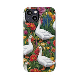Floral Porch Goose Slim Phone Case - Nature Love, Cute Gift, Trendy Accessories, Farmhouse Decor, Animal Phone Cover