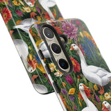 Floral Porch Goose Phone Case, Vibrant Phone Cover, Nature Lover Gift, Cute Animal Case, Spring Floral Design, Eco-Friendly Tech Accessory