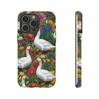 Floral Porch Goose Phone Case, Vibrant Phone Cover, Nature Lover Gift, Cute Animal Case, Spring Floral Design, Eco-Friendly Tech Accessory