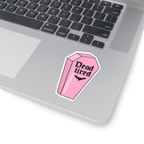 Dead Tired Pink Coffin Eerie Kiss-Cut Sticker