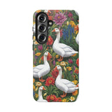 Floral Porch Goose Phone Case, Vibrant Phone Cover, Nature Lover Gift, Cute Animal Case, Spring Floral Design, Eco-Friendly Tech Accessory