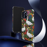Floral Porch Goose Phone Case, Vibrant Phone Cover, Nature Lover Gift, Cute Animal Case, Spring Floral Design, Eco-Friendly Tech Accessory