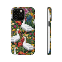 Floral Porch Goose Phone Case, Vibrant Phone Cover, Nature Lover Gift, Cute Animal Case, Spring Floral Design, Eco-Friendly Tech Accessory