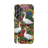 Floral Porch Goose Phone Case, Vibrant Phone Cover, Nature Lover Gift, Cute Animal Case, Spring Floral Design, Eco-Friendly Tech Accessory