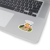 Funny Retro Girl Reading Scholastic Catalogue Kiss-Cut Sticker