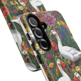 Floral Porch Goose Phone Case, Vibrant Phone Cover, Nature Lover Gift, Cute Animal Case, Spring Floral Design, Eco-Friendly Tech Accessory