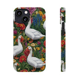Floral Porch Goose Slim Phone Case - Nature Love, Cute Gift, Trendy Accessories, Farmhouse Decor, Animal Phone Cover