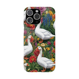 Floral Porch Goose Slim Phone Case - Nature Love, Cute Gift, Trendy Accessories, Farmhouse Decor, Animal Phone Cover