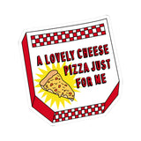 A Lovely Cheese Pizza for Just Me Kiss-Cut Sticker, Retro Pizza Box Design