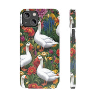 Floral Porch Goose Slim Phone Case - Nature Love, Cute Gift, Trendy Accessories, Farmhouse Decor, Animal Phone Cover