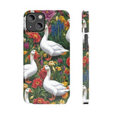 Floral Porch Goose Slim Phone Case - Nature Love, Cute Gift, Trendy Accessories, Farmhouse Decor, Animal Phone Cover
