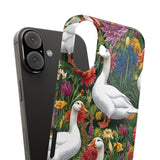 Floral Porch Goose Slim Phone Case - Nature Love, Cute Gift, Trendy Accessories, Farmhouse Decor, Animal Phone Cover