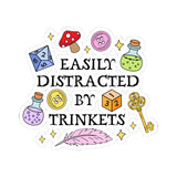 Easily Distracted by Trinkets Kiss-Cut Sticker — Cute RPG Dice, Potions & Keys, Renaissance Faire Themed