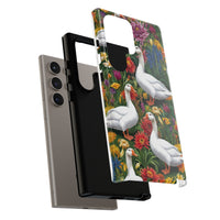 Floral Porch Goose Phone Case, Vibrant Phone Cover, Nature Lover Gift, Cute Animal Case, Spring Floral Design, Eco-Friendly Tech Accessory