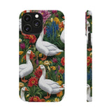 Floral Porch Goose Slim Phone Case - Nature Love, Cute Gift, Trendy Accessories, Farmhouse Decor, Animal Phone Cover