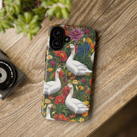Floral Porch Goose Phone Case, Vibrant Phone Cover, Nature Lover Gift, Cute Animal Case, Spring Floral Design, Eco-Friendly Tech Accessory