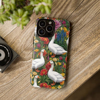 Floral Porch Goose Phone Case, Vibrant Phone Cover, Nature Lover Gift, Cute Animal Case, Spring Floral Design, Eco-Friendly Tech Accessory