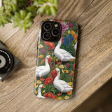 Floral Porch Goose Phone Case, Vibrant Phone Cover, Nature Lover Gift, Cute Animal Case, Spring Floral Design, Eco-Friendly Tech Accessory