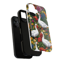 Floral Porch Goose Phone Case, Vibrant Phone Cover, Nature Lover Gift, Cute Animal Case, Spring Floral Design, Eco-Friendly Tech Accessory