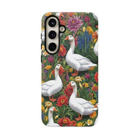 Floral Porch Goose Phone Case, Vibrant Phone Cover, Nature Lover Gift, Cute Animal Case, Spring Floral Design, Eco-Friendly Tech Accessory