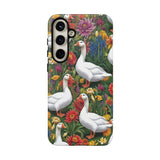 Floral Porch Goose Phone Case, Vibrant Phone Cover, Nature Lover Gift, Cute Animal Case, Spring Floral Design, Eco-Friendly Tech Accessory
