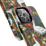 Floral Porch Goose Phone Case, Vibrant Phone Cover, Nature Lover Gift, Cute Animal Case, Spring Floral Design, Eco-Friendly Tech Accessory