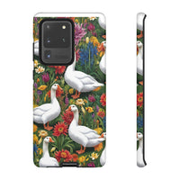 Floral Porch Goose Phone Case, Vibrant Phone Cover, Nature Lover Gift, Cute Animal Case, Spring Floral Design, Eco-Friendly Tech Accessory