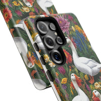 Floral Porch Goose Phone Case, Vibrant Phone Cover, Nature Lover Gift, Cute Animal Case, Spring Floral Design, Eco-Friendly Tech Accessory