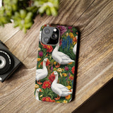 Floral Porch Goose Slim Phone Case - Nature Love, Cute Gift, Trendy Accessories, Farmhouse Decor, Animal Phone Cover