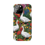 Floral Porch Goose Slim Phone Case - Nature Love, Cute Gift, Trendy Accessories, Farmhouse Decor, Animal Phone Cover