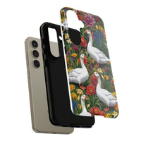 Floral Porch Goose Phone Case, Vibrant Phone Cover, Nature Lover Gift, Cute Animal Case, Spring Floral Design, Eco-Friendly Tech Accessory
